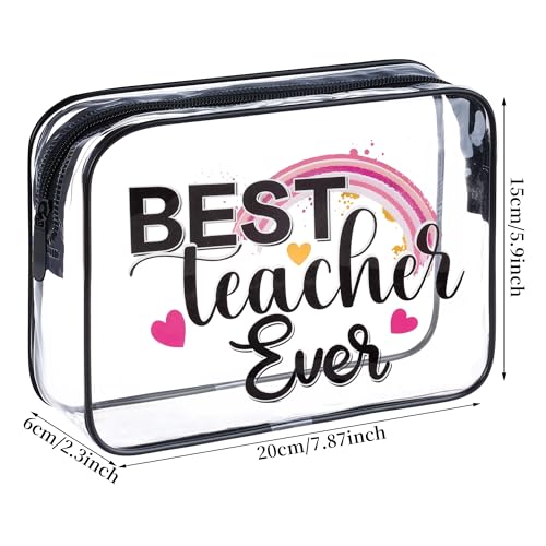 Teach Bag Clear Zipper Pouch, Teacher Survival Kit Bag, Clear Makeup Cosmetic Bag, PVC Waterproof Travel Toiletry Bag Graduation Thanks Gift (C) - style: C