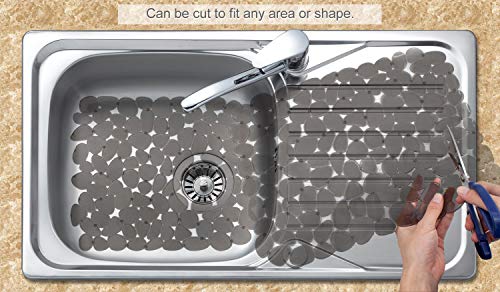 Bligli Pebble Sink Mat for Stainless Steel/Ceramic Sinks, 2 Pack PVC Sink Protectors Mats for Bottom of Kitchen Sink, Dish Drying Mat for Dishes and Glassware, 15.7 x 11.8 inch, Grey - color: Gray