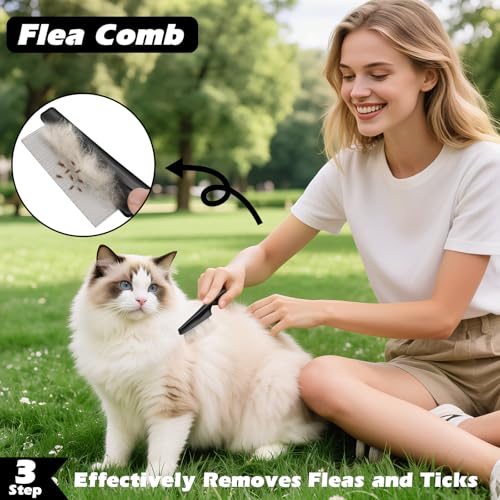 Professional 3PCS Self Cleaning Slicker Brush & Pet Grooming Rake & Flea Comb for Dogs,Cats and Horses | Double-Sided Dematting Comb & Skin Friendly Deshedding Grooming Tool | Pet Supplies (Green) - color: Green