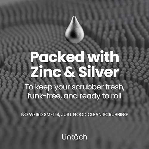 Silicone Shower Scrubber for Body – Exfoliating Loofah Alternative, Zinc & Silver-Infused, Hygienic & Gentle for Sensitive Skin, Durable & Long-Lasting Body Scrubber for Men - Gray - color: Gray