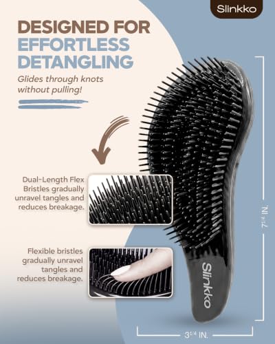 Detangler Brush, Curly Hair Brush for Women, Men & Kids - Wet & Dry Detangling Hair Brush for Curly, Thick, Fine & Wavy Hair - Anti-Breakage Wave Brush, Pain-Free Hairbrush, Onix Matte - color: Onix Matte