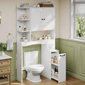 Einhomn Over The Toilet Storage Cabinet with Pulley, Space Saver Bathroom Organizer with Arched Doors & Open Shelves, Toilet Paper Holder Stand Toilet Rack for Bathroom, Restroom, Laundry, White