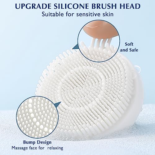 COSLUS Facial Cleansing Brush Silicone Face Scrubber: 7 in 1 FBS-D Electric Exfoliating Rotating Massage Device Waterproof Deep Cleaning Exfoliation Spa Machine - Electronic Skin Care Wash System - color: Black, size: With 7 brush heads