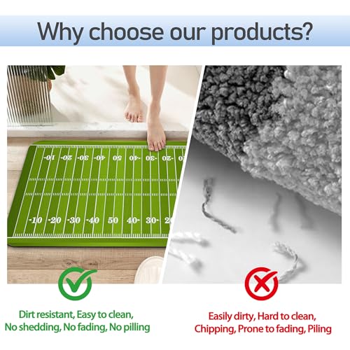 American Football Field Bathroom Mat,Non-Slip Rubber Backing Thin Low-Profile Bath Rug,Easy-Clean Bathroom Floor Mat for Shower,Bathtub,Kitchen,or Entryway - color: American Football Field