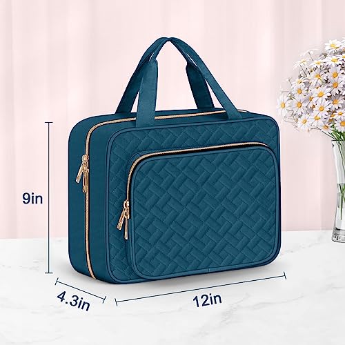 Wedama Toiletry Bag for Women, Large Cosmetic Travel Bag, Hanging Toiletry Bag for Bathroom, Thickened PVC Waterproof Makeup Bag, Toiletries Bag for Travel Business Trips and Camping, Dark Blue - color: Til Blue, size: Large, style: Minimalist