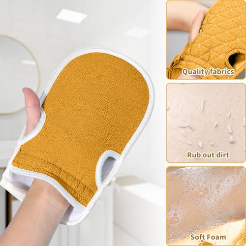 3 PCS Exfoliating Back Scrubber Strap Double Sided Bath Sponges Washer for Shower Deep Clean Towel, Yellow - color: Yellow