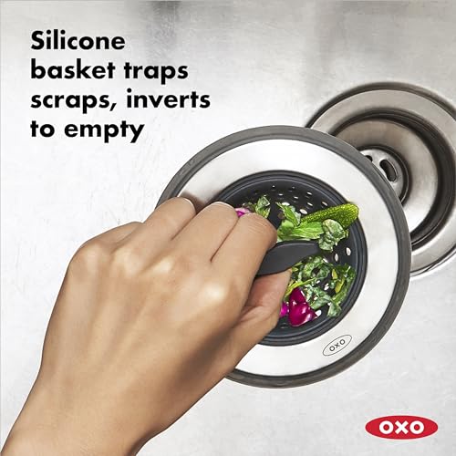 OXO Good Grips 2‑in‑1 Sink Strainer Stopper, Sink Drain Strainer for Kitchen