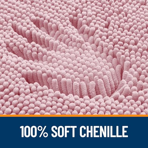 OLANLY Toilet Rugs U-Shaped 20x20, Extra Soft Absorbent Chenille Contour Bathroom Rugs for Toilet, Dry Quickly, Machine Washable, Non-Slip Bath Mat, Dusty Rose - color: Dusty Rose, size: 20" X 20" Contour Rug