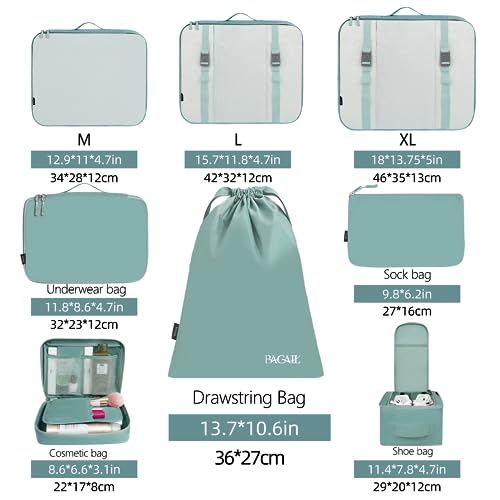 BAGAIL 8 Set Packing Cubes Luggage Packing Organizers for Travel Accessories-Dusty Blue - color: Dusty Blue, size: 8 Set