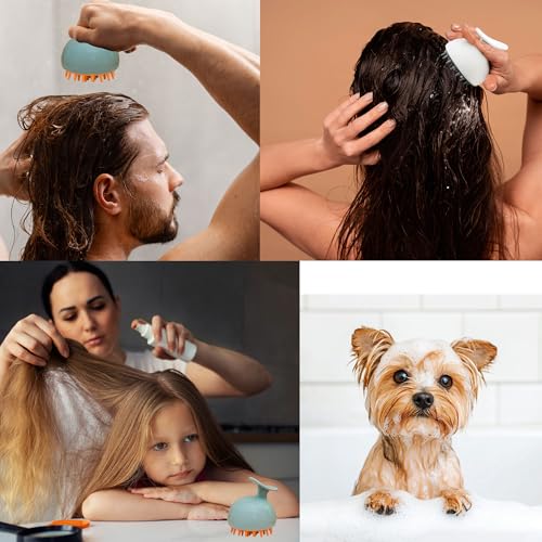 2 Pack Scalp Massager, Hair Scalp Massager Shampoo Brush, Scalp Scrubber Soft Silicone Bristles to Remove Dandruff, Ease for All Hair Types - for Women, Men, Wet & Dry Hair