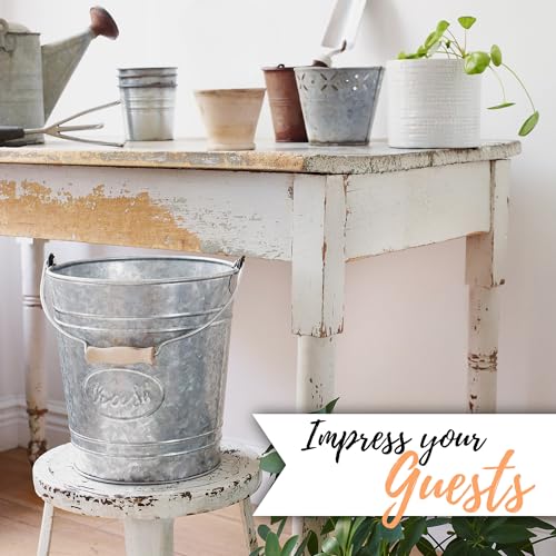 Autumn Alley Rustic Farmhouse Trash Can and Toilet Brush Holder Set - Galvanized Bathroom Trash Can with Matching Toilet Brush, Rustic Farmhouse Bathroom Decor, Grey, 2 Gal. - color: Galvanized, Grey