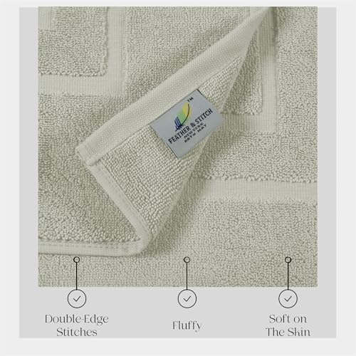 Feather & Stitch 2 Piece Towel Like Bath Mats (30x21 Inch) 100% Cotton Terry Bath Mats, Bathroom Shower Floor Mats [NOT A Bathroom Rug], Soft Absorbent Washable Mats - Silver Birch - color: Silver Birch