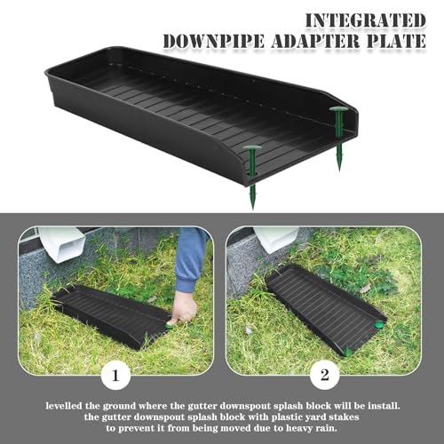 Gutter Downspout Extensions, Rain Gutter Downspout Splash Block,Drain Water Downspout Diverter, Gutter Splash Guards for Rainwater Drainage,16.3Inch (Black-4 Pack) - color: Black-4 PACK