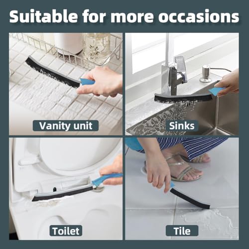 TQRR Toilet Brush, 4Pcs Bathroom Cleaning Brush, Toilet Scrubber, Deep Toilet Bowl Brush with Hanging Hole, Multifunctional Gap Cleaning Brush, Bristles for Kitchen Sinks, Tub,Shower (4, Light Blue) - color: Light Blue