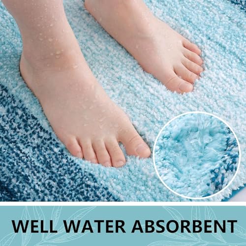 Arotive Bathroom Rugs Sets 2 Piece, Shaggy Soft and Absorbent Microfiber Bath Rugs, Machine Washable Dry Bath Mats for Bathroom, 47x20 and 24x16, Peacock Blue - color: Peacock Blue, size: 47" X 20" + 24" X 16"
