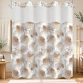 No Hook Shower Curtain with Snap in Liner Set FYZZ00003 - color: Brown Watercolor Botanical