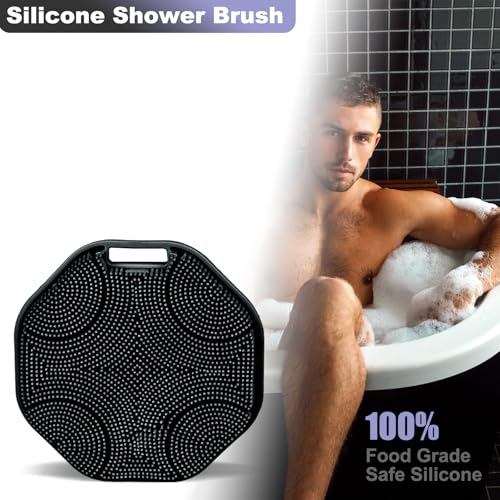 2-Pack Silicone Body Scrubber Shower Brushes,Exfoliating Body Scrubber for All Skin Type, Eco Friendly Shower Scrubber for Body, Soft Silicone Loofah for Men & Women (Pink & Black) - color: Pink & Black