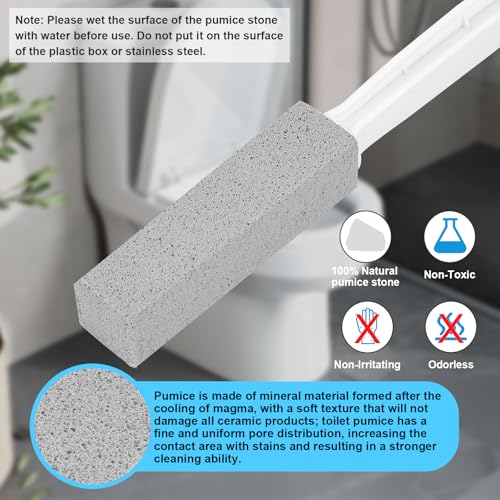 Herda 2 Packs Toilet Pumice Stone with Long Handle, Pumice Stick Removes Hard Water Ring, Calcium Deposits, Rust Buildup, pumice stone for Cleaning Stove, Bathtub, Grill, Swimming Pool, Sink - size: 2 Count (Pack of 1)