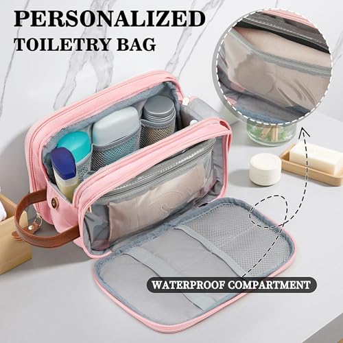 YOOLIFE Initial Toiletry Bag - Personalized Gifts for Women, 18th 20th 21st 30th 40th Birthday Gifts for Women Her, Personalized Initial Makeup Cosmetic Bags Sister Daughter Teacher Mom Gift L Pink - color: Pink, style: L