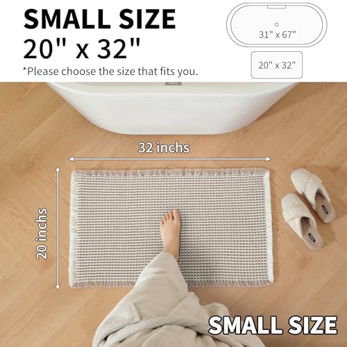 Waffle Bath Mat - Super Water Absorbing Bath Mat Quick Dry, Bathroom Rugs Non Slip Washable, Rubber Backed Bathroom Mat for Bathroom Floor, Tub and Shower, 20" x 32", Brown & White - color: Brown & White, size: 20" x 32"