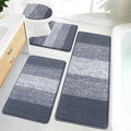Bsmathom Bathroom Rugs Sets 4 Piece, Soft Absorbent Microfiber Bath Rugs with U-Shaped Contour Toilet Rug and Toilet Lid Cover, Thick Non-Slip Plush Shaggy Bath Mat Set,Dark Gray - color: Dark Grey, size: 20"x31"+20"x59"+U20"x24"+Cover19"x21"