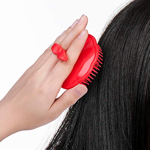 Hair Scalp Brush Dandruff Cleaning Brush Shower Scalp Shampoo Brush Scalp Massager Pack of 4 (Black and red) - color: Black and Red