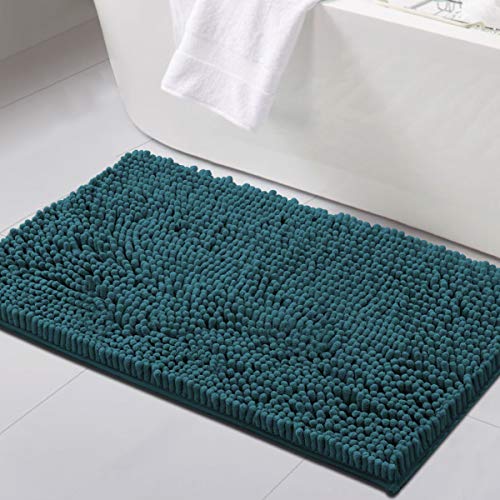 H.VERSAILTEX Bathroom Rugs Bath Mats Non Slip Chenille Bathroom Rug Mat 20x32 Extra Soft and Absorbent Shaggy Rugs Washable Dry Fast Plush Area Carpet Mats for Bath Room, Tub - Dark Teal - color: Dark Teal, size: 20" x 32"