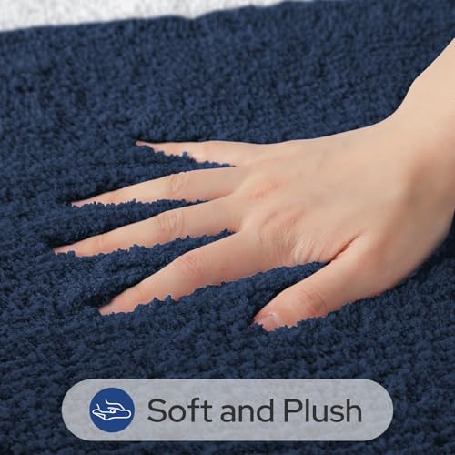 HOMEIDEAS Bathroom Rugs Sets 2 Piece, Super Soft and Absorbent Microfiber Tufted Bath Mats, Non-Slip and Machine Washable Bath Rugs(Navy Blue) - color: Navy Blue