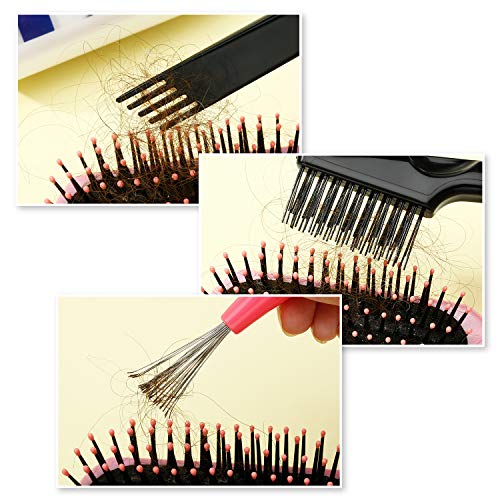 Boao 4 Pcs Hair Brush Cleaning Set Tool Mini Hair Cleaning Brush Cleaner Tool for Removing Dust Home Salon Use(Black) - color: Black