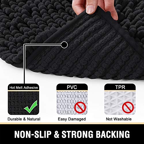 H.VERSAILTEX Bath Mat, 20" x 32" Plus 17" x 24", Black - color: Black, size: 20" x 32" Plus 17" x 24"