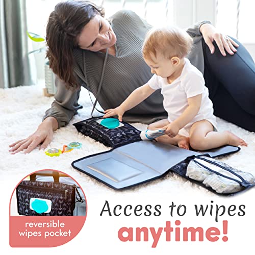 Kopi Baby Portable Diaper Changing Pad-Baby Diaper Changer Travel Bag with Wipes Pocket, Smart Design Portable Changing Mat, Infant Travel Station Kit, Gift for Newborn Girl & Boy-Black Arrows, Modern - color: Black Arrows, size: Modern