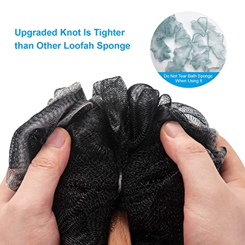 AmazerBath Shower Sponge Loofah Back Scrubber, PE Soft Mesh Loofah Body Scrubber with Long Wooden Handle, Bath Sponge for Men Women (Black) - style: Black