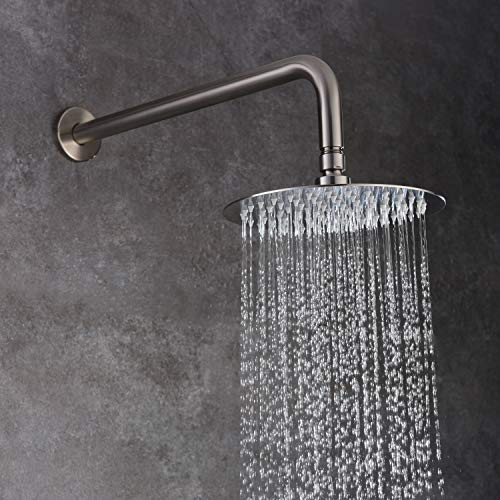 SUMERAIN 3 Handle Tub and Shower Faucet Set Brushed Nickel | with Brass Rough in Valve, High Flow, Waterfall Tub Spout, 8" Stainless Steel Rain Shower Head - color: Brushed Nickel