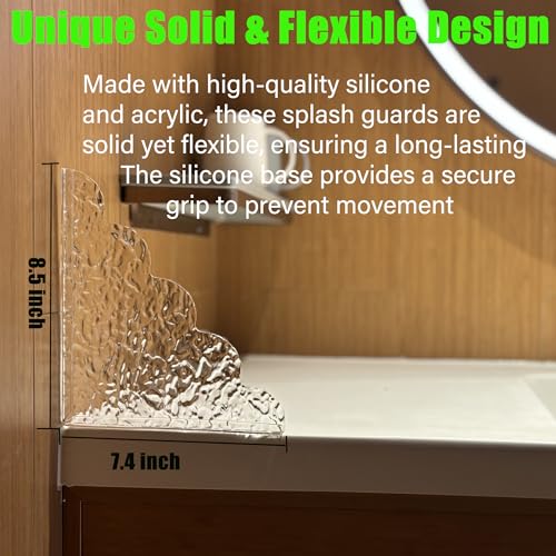 Shower Splash Guard 2-Pack, Self-AdhesiveAcylic Bathtub Water Guards for Kids-Tub Edge Water Guard
