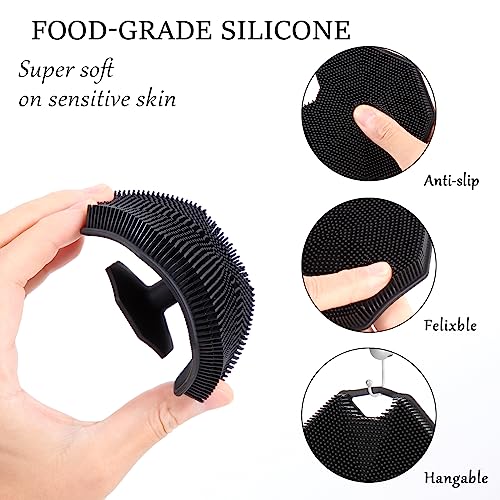 2Pack Silicone Body Scrubber, Qewro Body Buffer Exfoliating Brush with Silicone Loofah, Scalp Exfoliator Hair Shampoo Skin Cleaning Brush, Bath & Body Brushes for Men Women use in Shower (2Pack) - size: 2Pack