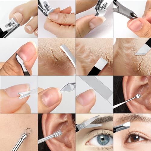 Manicure Set Professional Nail Clippers Pedicure Kit, 16 pcs Stainless Steel Nail Care Tools Grooming Kit with Luxurious Travel Leather Case for Thick Nails Men Women Gift (Black) - color: Black