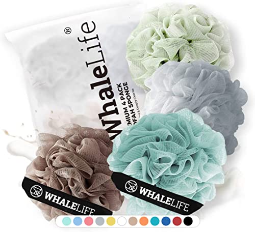 Loofah Sponge Bath Sponge for Women Men 4 Pack (Borwn Blue Gray Green) - style: Borwn Blue Gray Green
