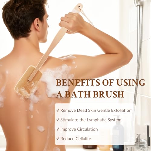 Body Brush, Detachable Long-Handle Bath Brush, Efficient Exfoliating Massage, Unisex Cleansing Brush, Square Brush Head, 2 Pack - size: Rectangular - Detachable
