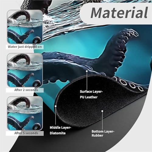 Faucet Fast Absorbent Pad - Deep Sea Octopus And Boat Drying Pad, Suitable For Kitchen, Bathroom, Island And Other Scenes - color: Deep sea octopus and boat