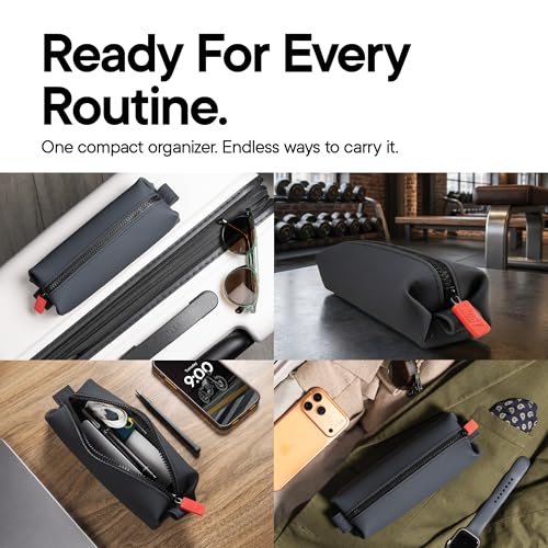 TOOLETRIES The Koby Dopp Kit Toiletry Bag- Mini 8.5" x 2.75" x 2", Charcoal | Compact silicone leak-resistant travel toiletry bag with a heavy-duty zipper that's easy to clean. - color: Charcoal, size: Mini 8.5” x 2.75” x 2”