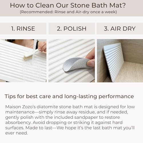Stone Bath Mat Diatomaceous Earth Shower Mat Non-Slip Ultra Absorbent Durable Stone Mats for Bathroom/Kitchen Fast-Drying Modern Design Easy to Clean (24''*16''Light Grey) - color: Light Grey