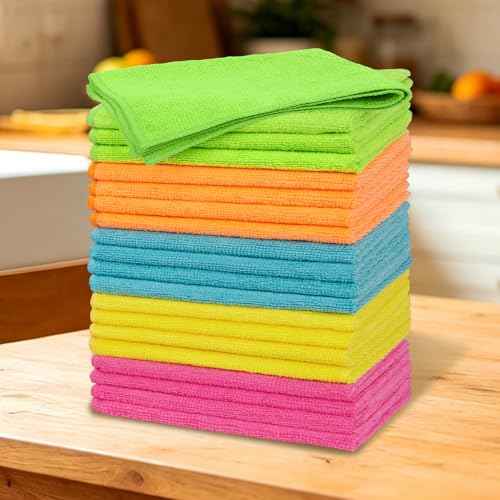 20 Pack Microfiber Cleaning Cloth, Lint-Free Car Wash Towels, All-Purpose Absorbent Cleaning Rags for Housekeeping, Dust Cloth for Office, Mechanic, Automotive, Multi Colors - color: Assorted 5 Colors