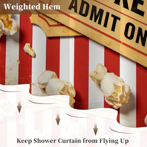 Fabric Shower Curtain with Hooks YTS09806 - color: Movie Night Popcorn