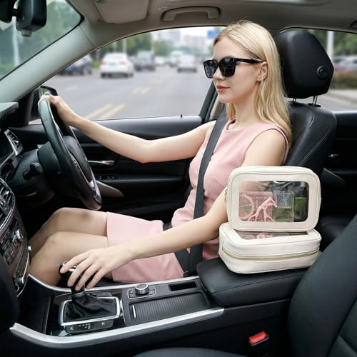 6 Pcs White Clear Makeup Bags with Zipper Car Cosmetic Bag PU and PVC Travel Toiletry Pouches for Women Gift, Valentine's Day Wedding Gift