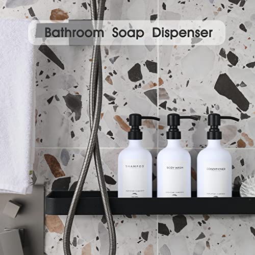 Supforce Shampoo Dispenser for Shower Wall Mount, No Drill Shampoo and Conditioner Dispenser with Matte Pump and Waterproof Labels, Shower Soap Dispenser Wall Mounted for Home Bathroom - White - color: White