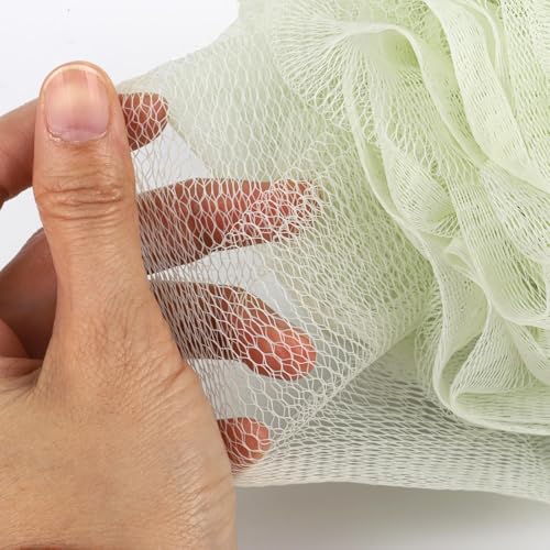 6 Pack Bath Sponge, 100g/pc XXL Large Mesh Pouf Shower Loofah Exfoliating Body Scrubber Shower Scrunchies