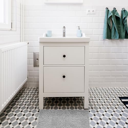 Non-Slip Bath Rug, 12 x 16 inches Extra Soft Microfiber Bedroom Shag Carpet with Anti-Slip Backing,Water/Dust Absorbent Fast Dry Shower Mat,Sound Insulated Stairs Pad,Machine Washable(Grey) - color: Grey, size: 1'4" x 1' (Rectangular)