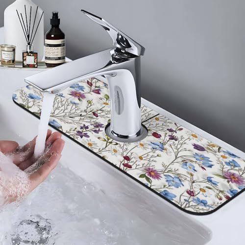 Garden Kitchen sink faucet pad, strong water absorption, anti slip, easy to clean, very suitable for splash and drip prevention, suitable for kitchens and bathrooms - color: Garden