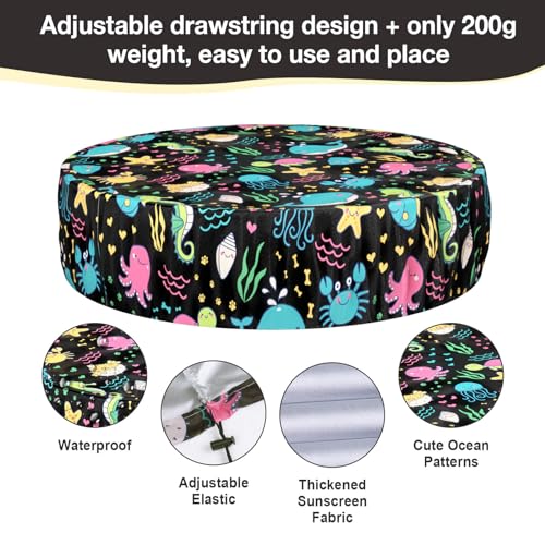 Foldable Round Dog Swimming Pool Cover, for 32 "/63“/48” Collapsible Outdoor Tub, PVC Coating Waterproof and UV Protection, Leakproof Washable Kiddie Pet Small Paddling Bath Accessories - size: L-63*12 inch