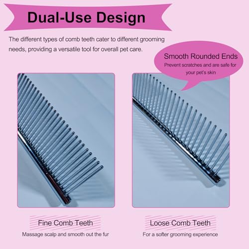 3 PCS Puppy Brush Grooming Kit, Stainless Steel Flea Comb, Fit for Yorkie, Shih Tzu, Maltipoo, Soft Bristle (Pink) - color: Pink